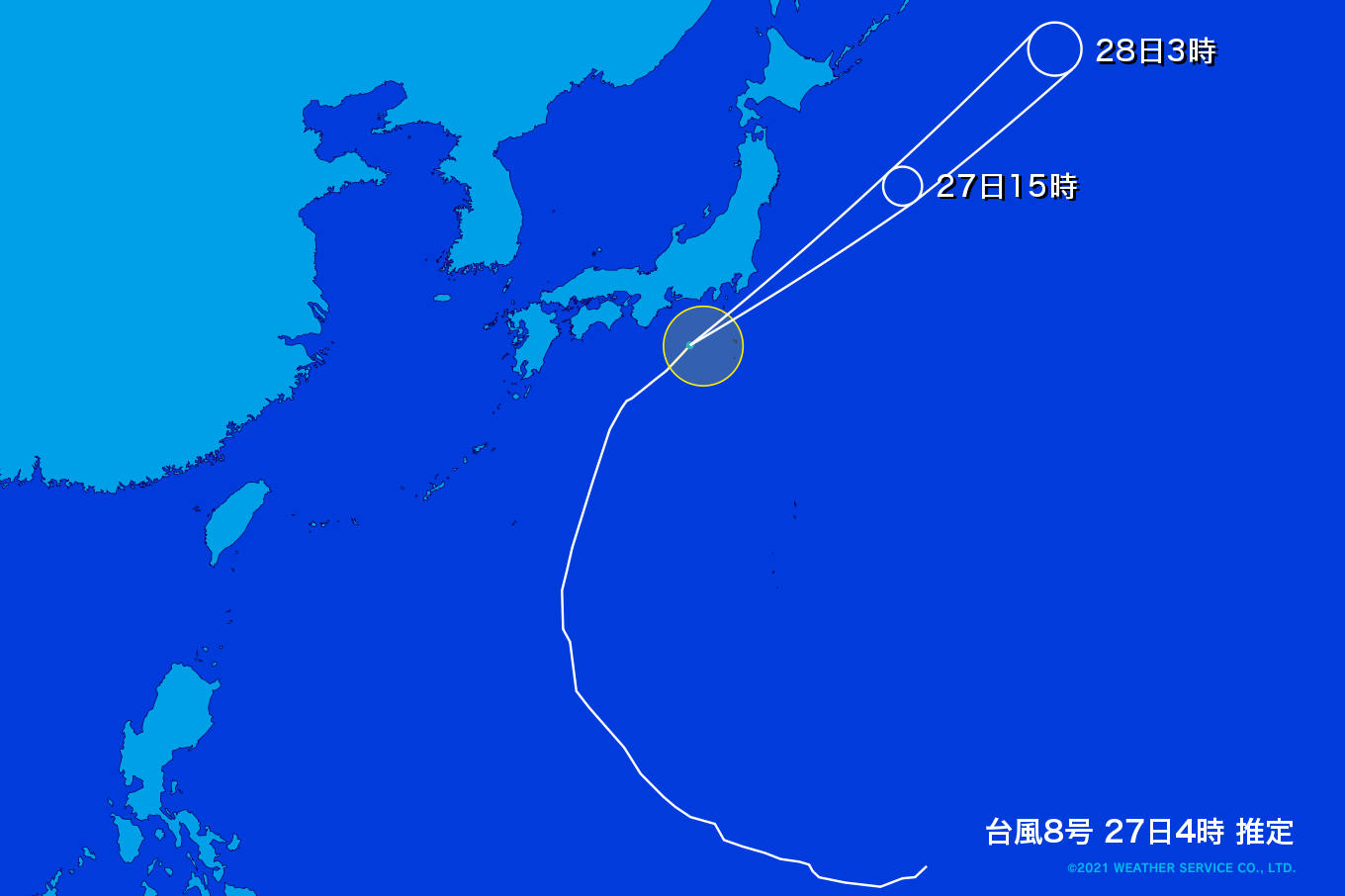 台風8号 予想進路図