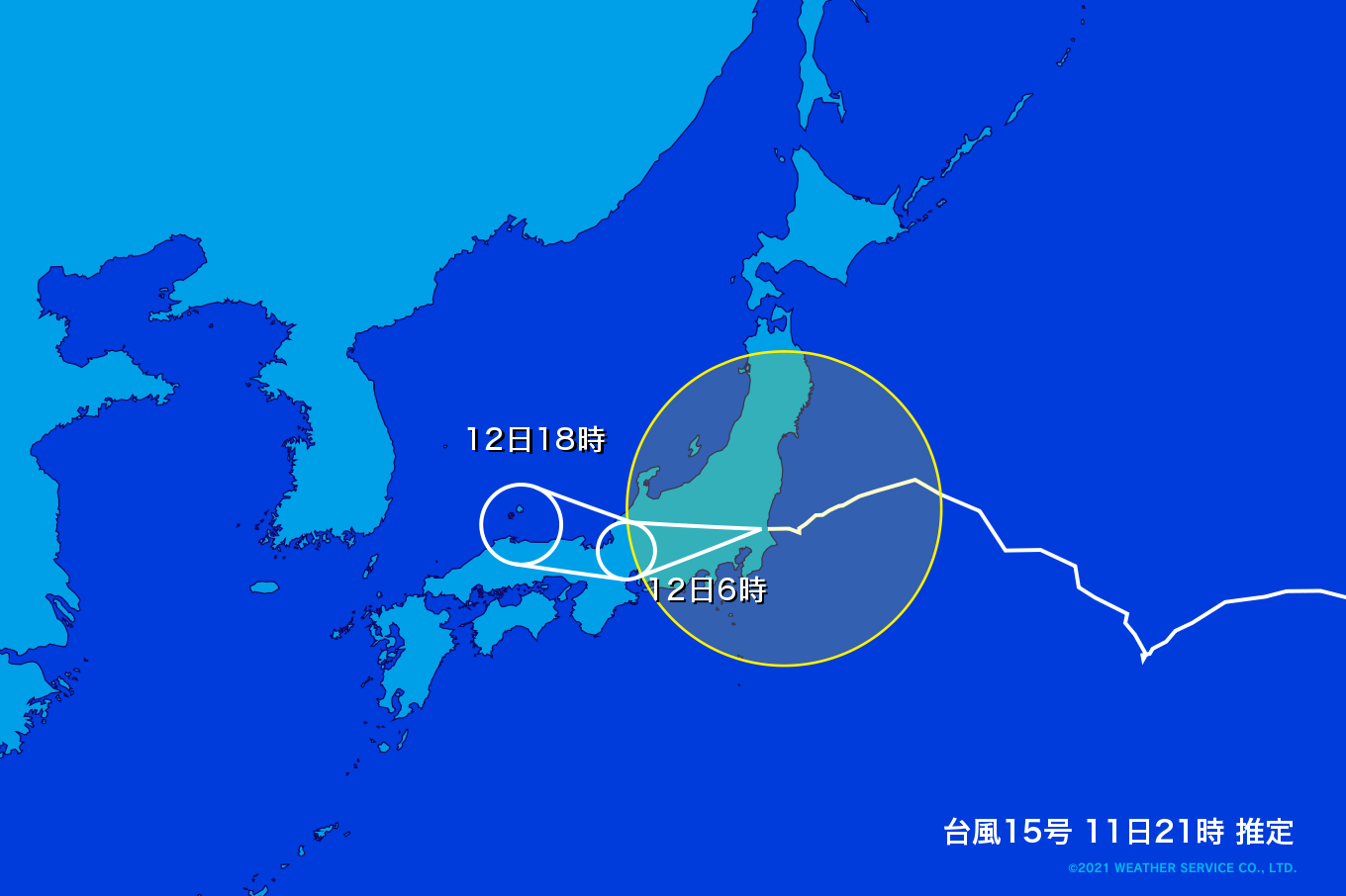 台風15号 予想進路図